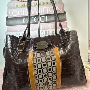 Liz & Co. Dark Brown, Beige and Tan Tote Bag